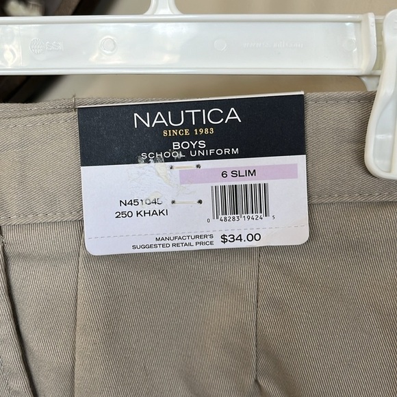 Brand New Nautica Boys School Uniform Khaki Pants Flat Front Adjustable Waist - Picture 5 of 16